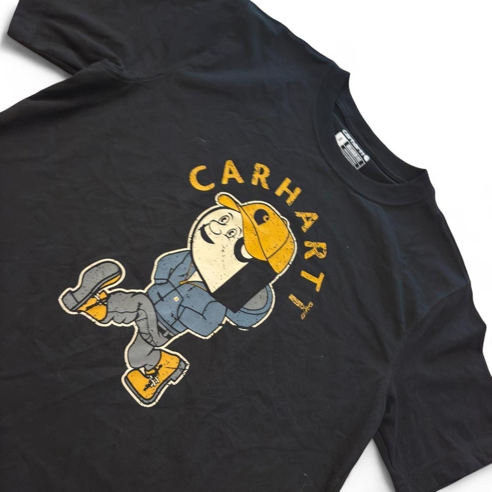 Carhartt Mens Relaxed Fit Cartoon Worker Graphic T-Shirt Black Small